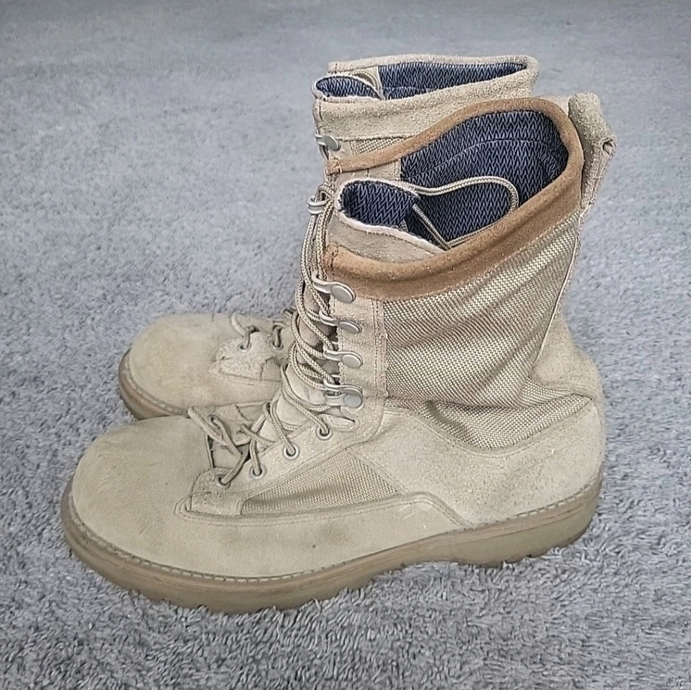 Vtg Addison Tactical Boots Mens 12 Beige Tan Vibram Desert Combat Military Army